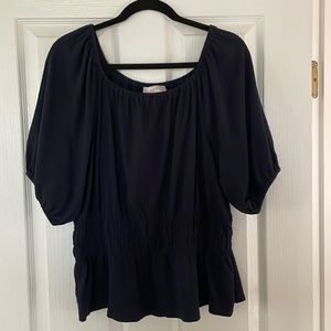 LOFT never been worn navy scoop neck smocked waist top XL